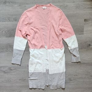 Blue Time Women's Colorblock Long Sleeve Open Casual Sweater Cardigan Small S